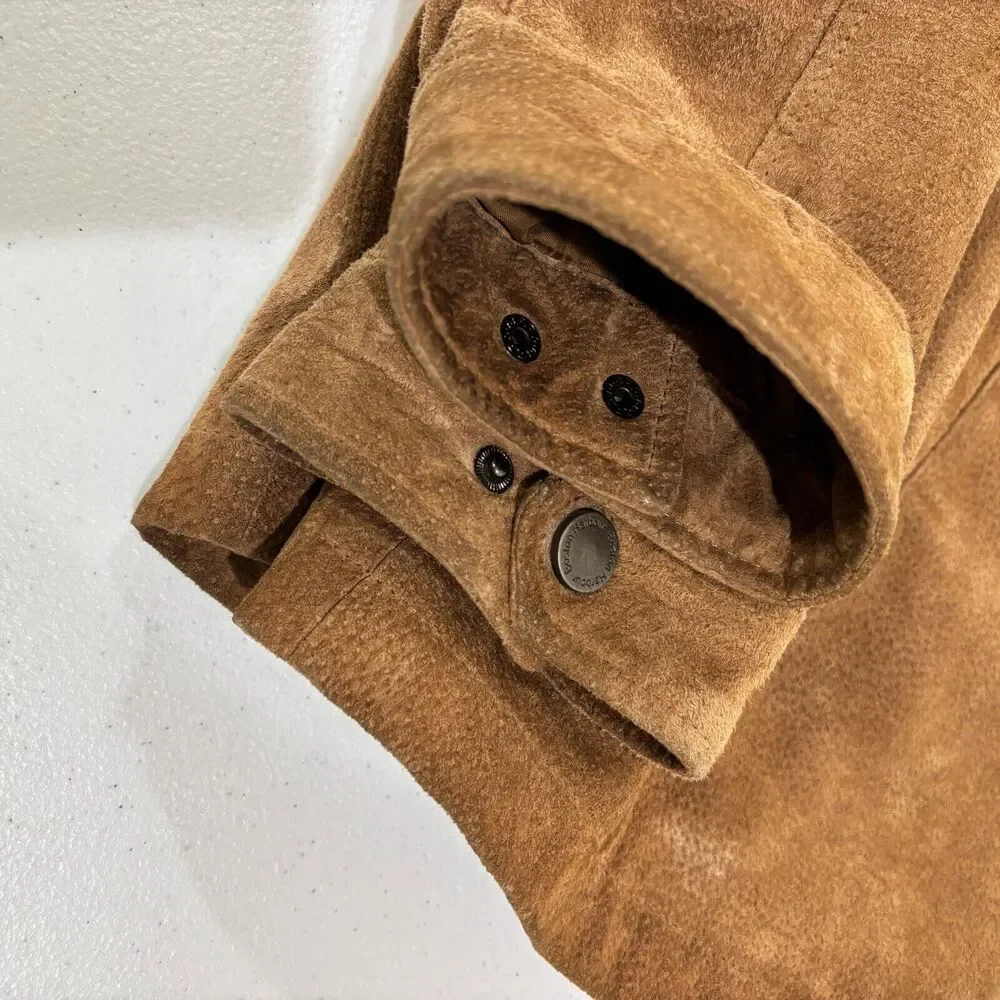 Boston Harbour Outdoor Wear Men XL Soft Brown Suede Leather Jacket Zip Workwear